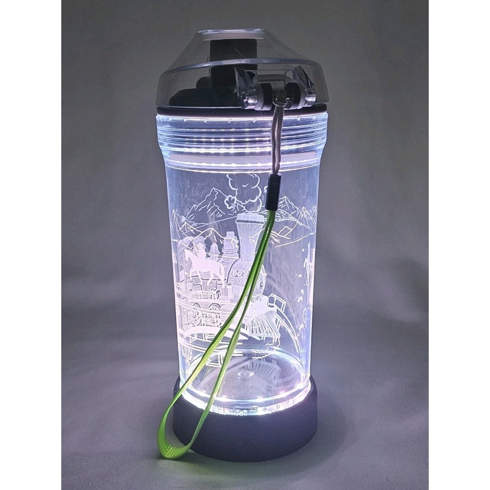 Fun Light Up Train Color Changing Flip Top Water Bottle Western Cowboy 14OZ
